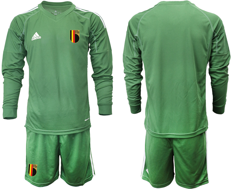 Men 2021 European Cup Belgium green Long sleeve goalkeeper Soccer Jersey3->belgium jersey->Soccer Country Jersey